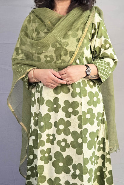 Green Kota Doria Dupatta