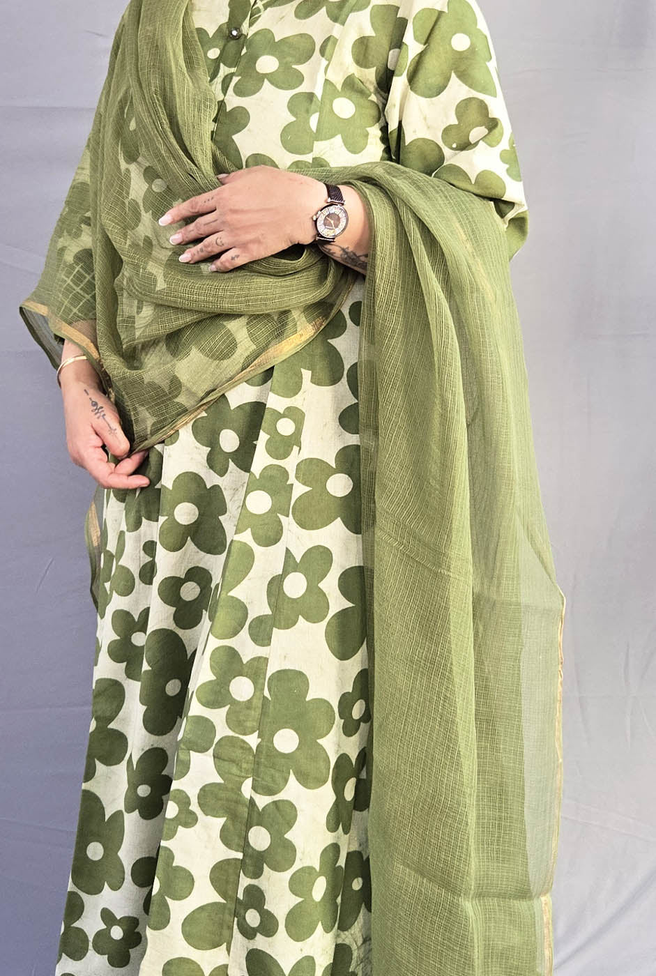 Green Kota Doria Dupatta