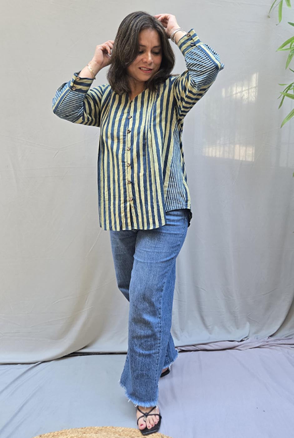 Rekha Ajrakh Handloom Stripe Top B