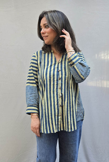 Rekha Ajrakh Handloom Stripe Top B