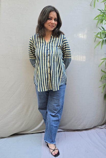 Rekha Ajrakh Handloom Stripe Top B