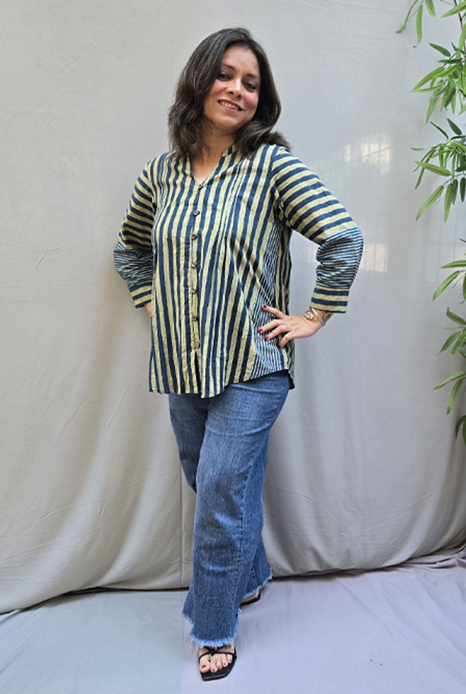 Rekha Ajrakh Handloom Stripe Top B