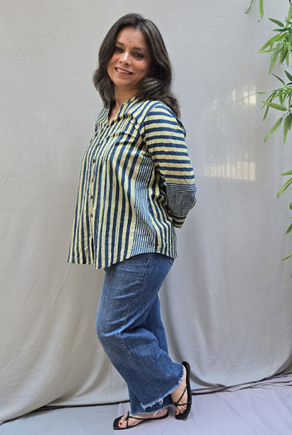 Rekha Ajrakh Handloom Stripe Top B
