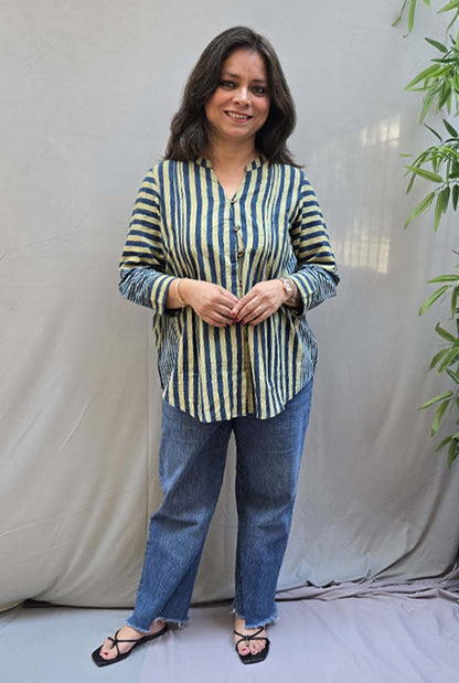 Rekha Ajrakh Handloom Stripe Top B