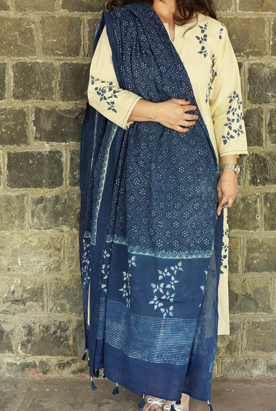 Indigo Ajrakh Dupatta