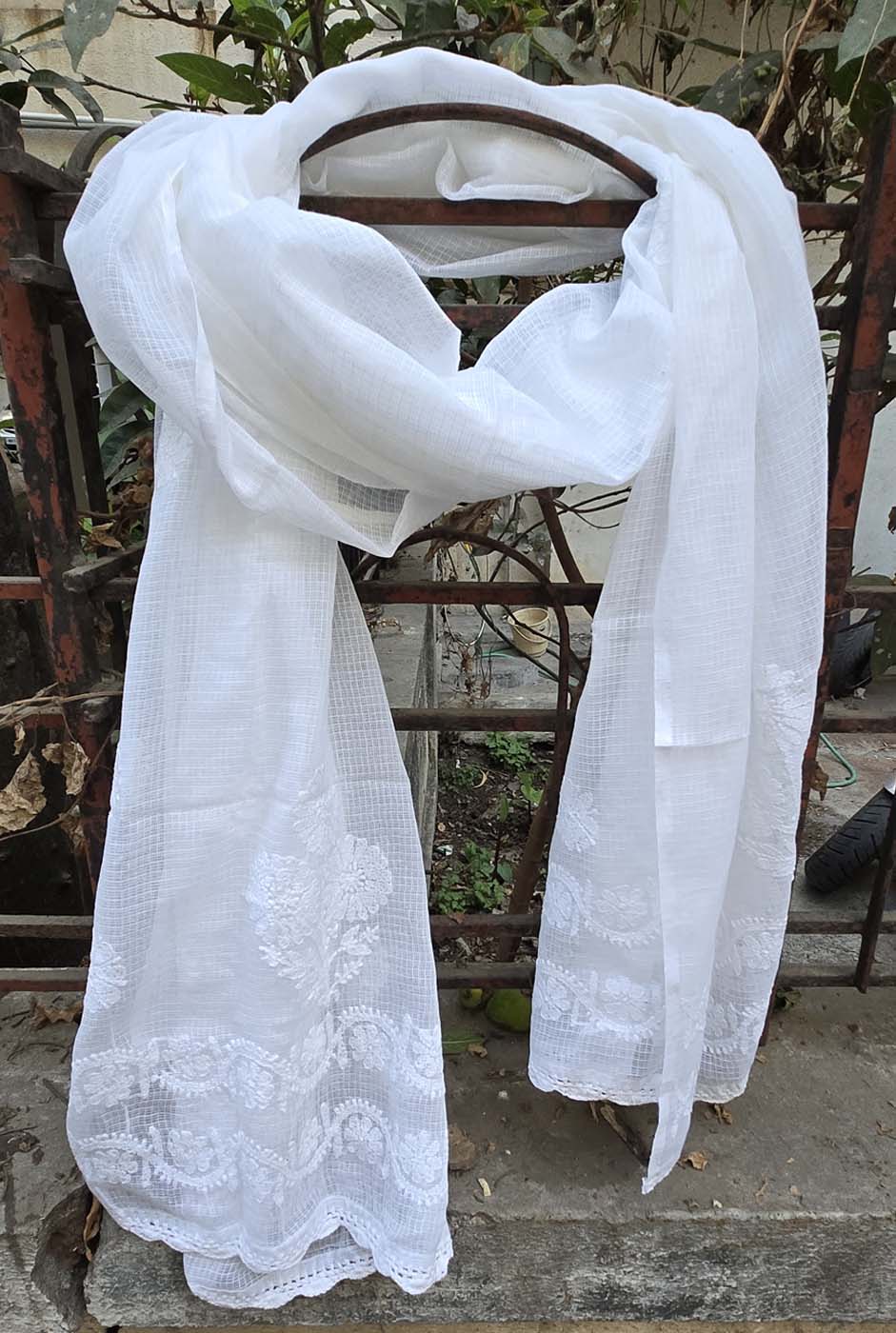 Chikankari Kota Doria Dupatta