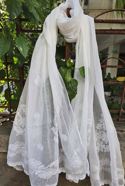 Chikankari Kota Doria Dupatta