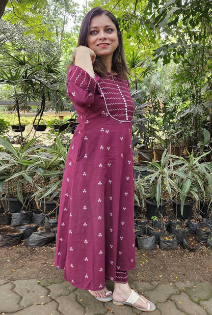Nazakat Handloom Cotton Kalidar Co-Ord Set