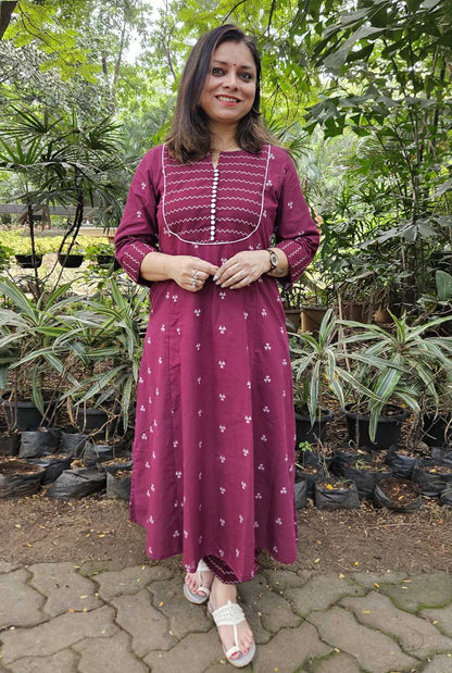 Nazakat Handloom Cotton Kalidar Co-Ord Set