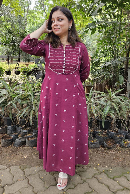 Nazakat Handloom Cotton Kalidar Co-Ord Set