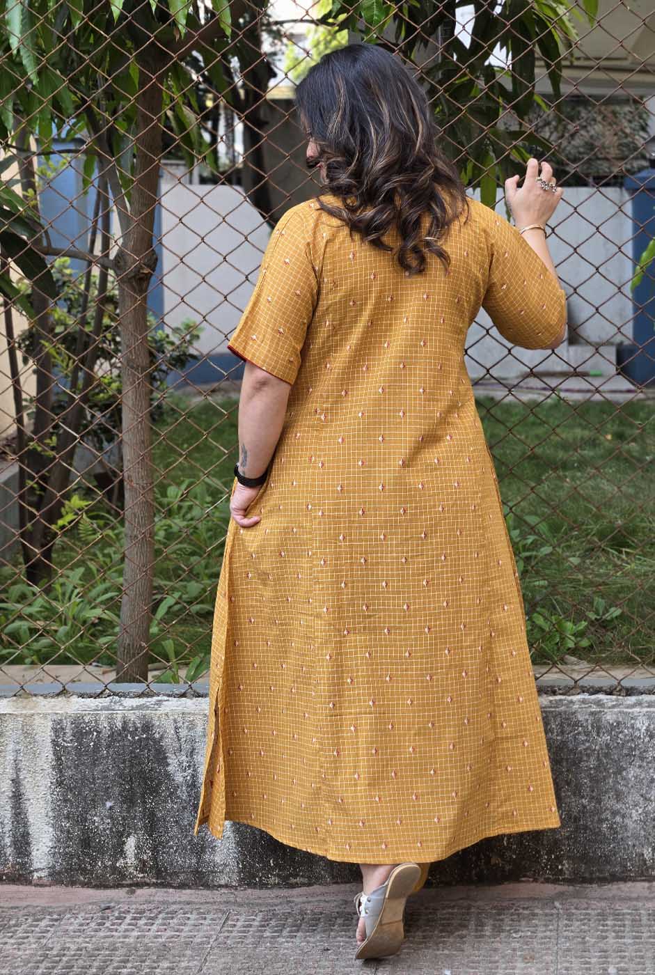 Nazakat Mustard Handloom Cotton Co-Ord Set
