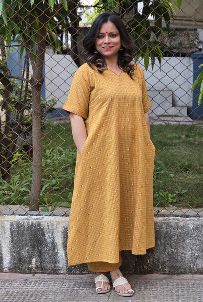 Nazakat Mustard Handloom Cotton Co-Ord Set