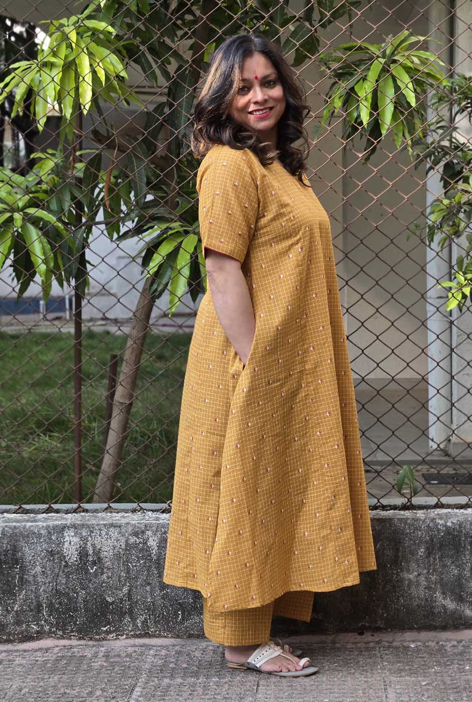 Nazakat Mustard Handloom Cotton Co-Ord Set