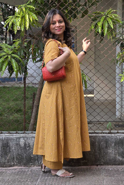 Nazakat Mustard Handloom Cotton Co-Ord Set