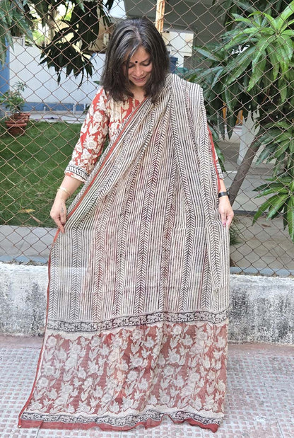 Set of 1 Kota Doria Dupatta Maroon