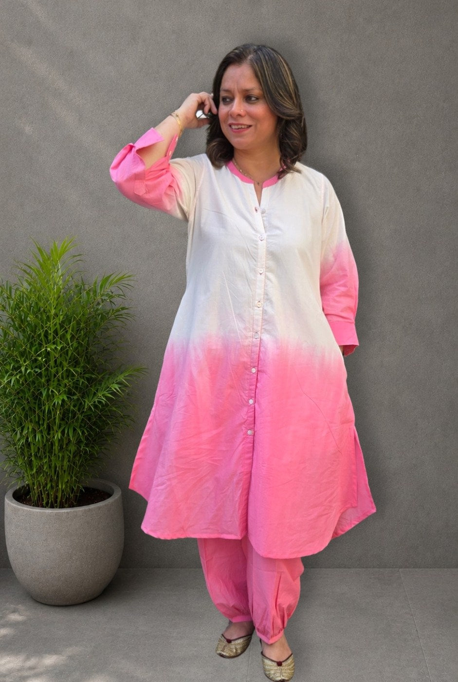 Set of 2 Rang Tarang – Peach Mul Cotton Co-ord Set