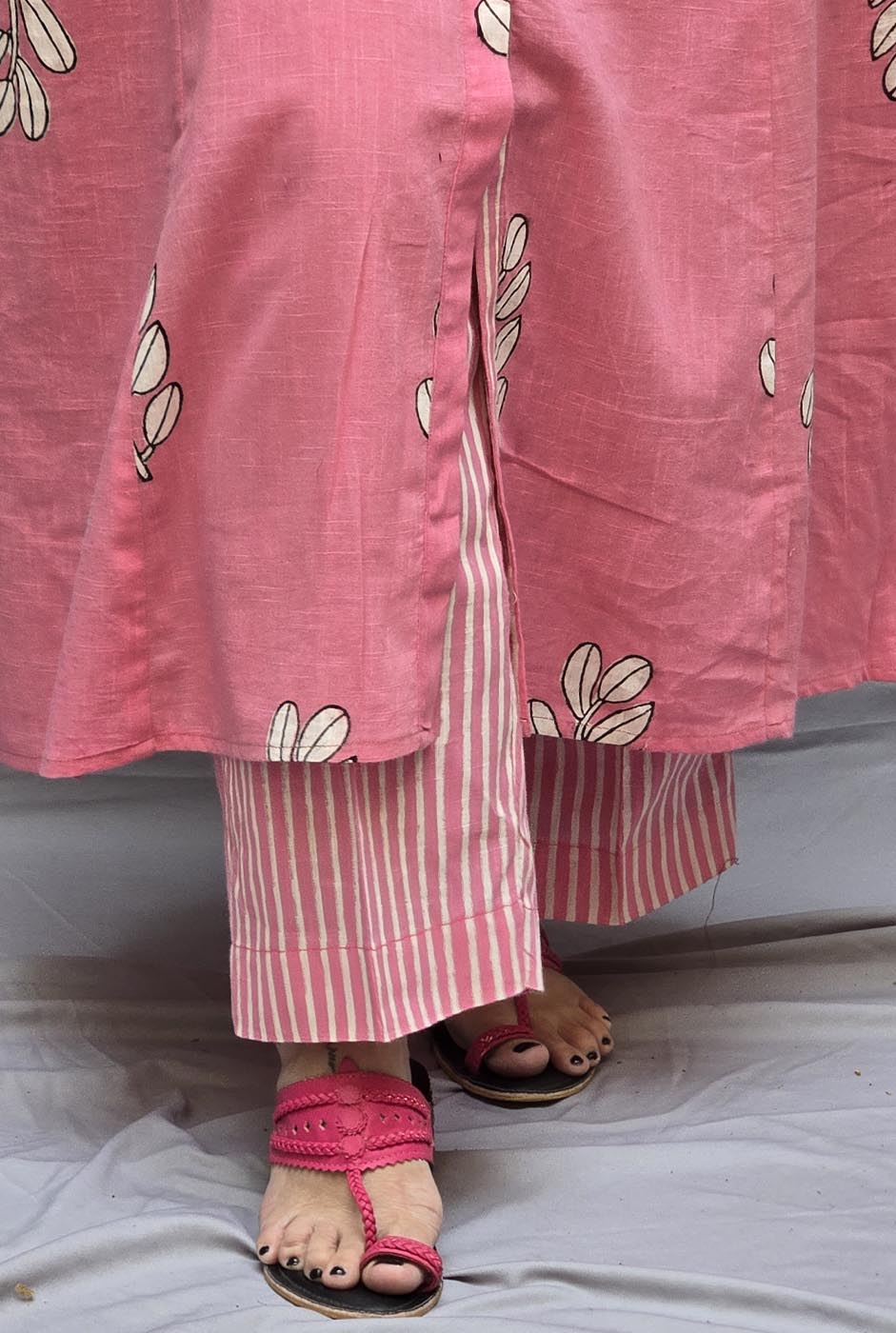 Pink Vanya Slub Cotton Kurta Pant Set