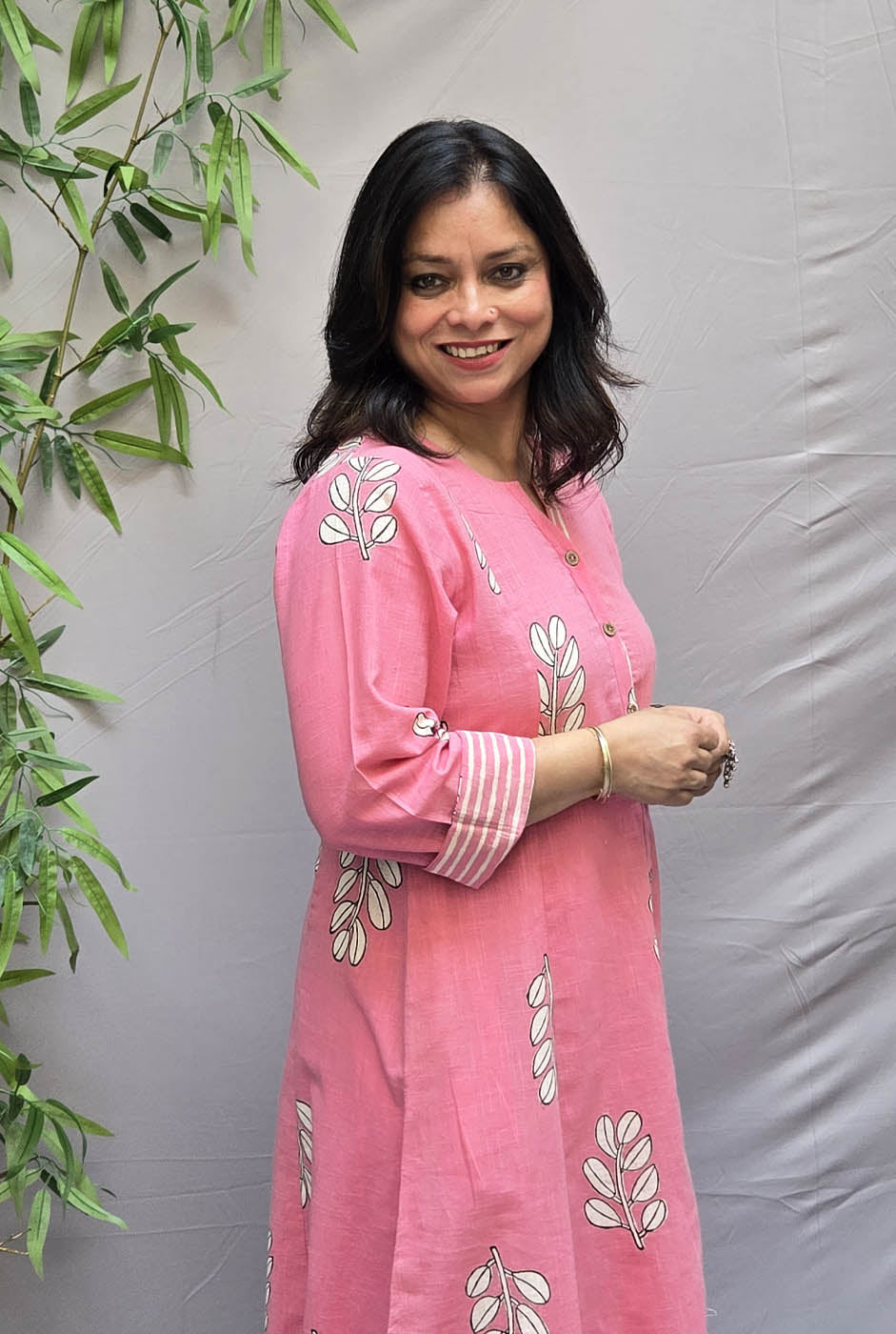 Pink Vanya Slub Cotton Kurta Pant Set