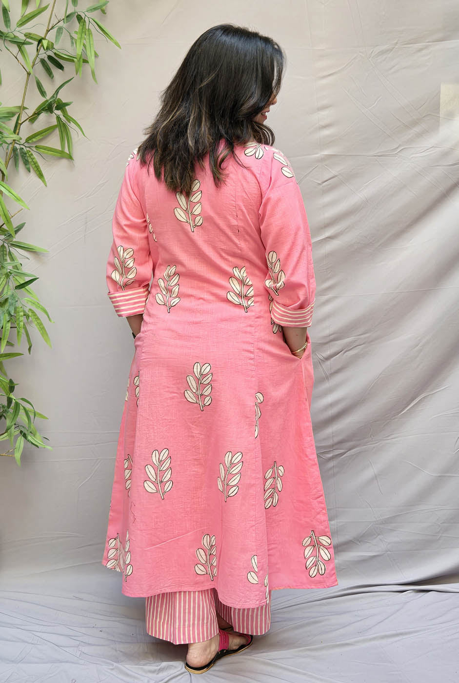 Pink Vanya Slub Cotton Kurta Pant Set