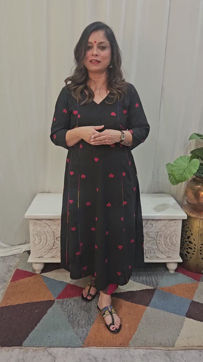 Black A-Line Kalidar Kurta