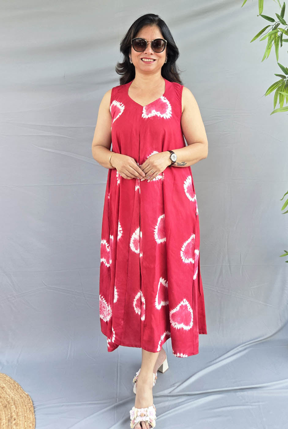 Rangriti Premium Rayon Shibori Dress