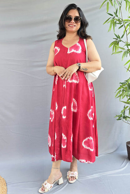 Rangriti Premium Rayon Shibori Dress
