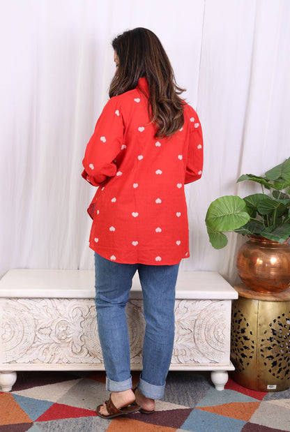 Red Handloom cotton Shirt