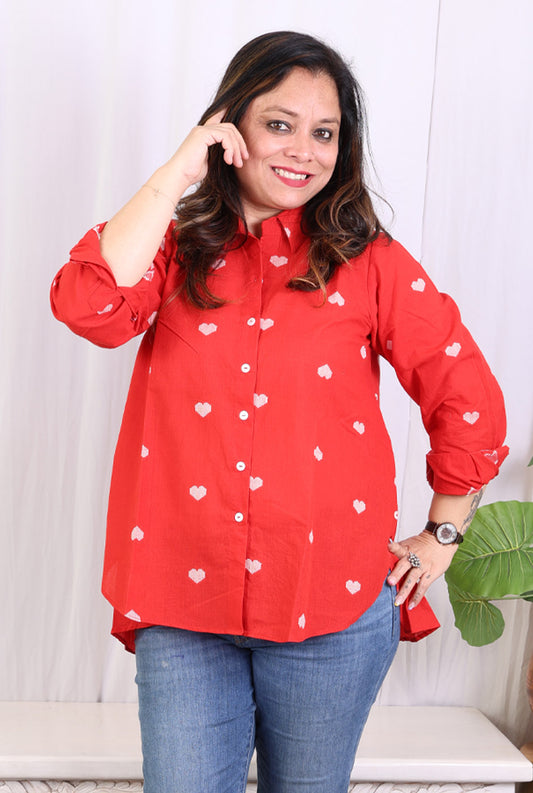 Red Handloom cotton Shirt