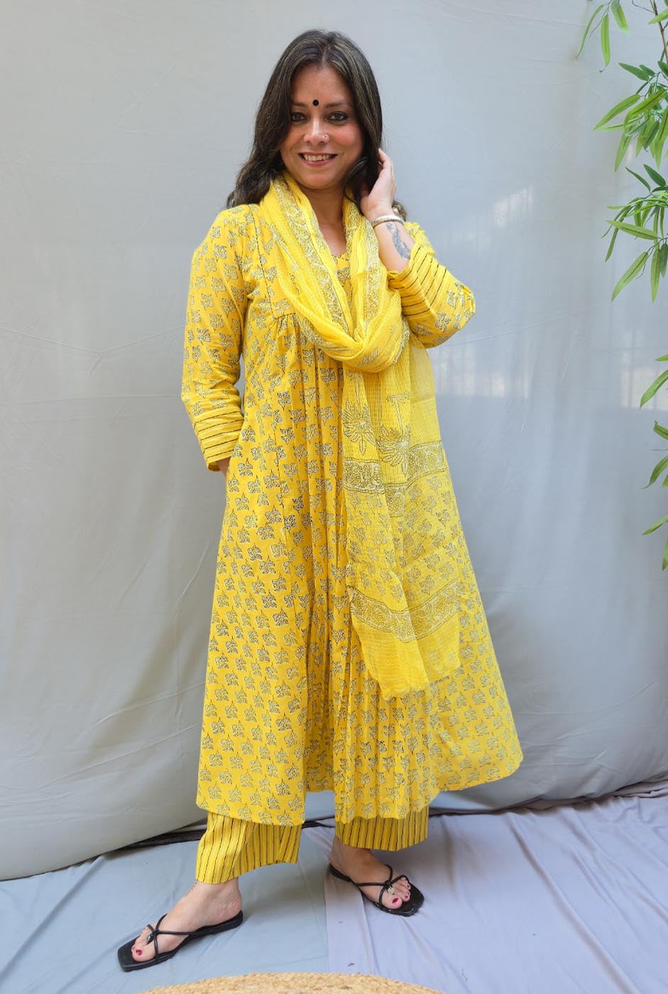 Kota Doria Dupatta yellow A