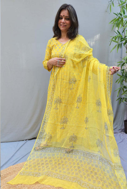 Kota Doria Dupatta yellow A