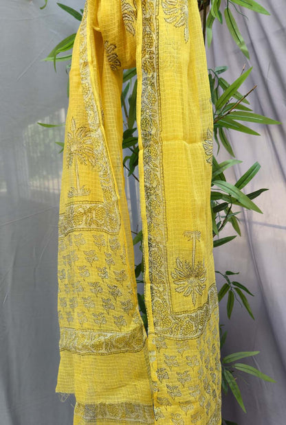 Kota Doria Dupatta yellow A
